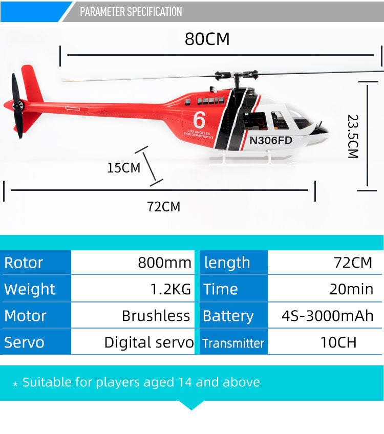 Fly Wing Bell 206 V3 6CH GPS 3D Hovering Auto Return RC RTF Helicopter image 12