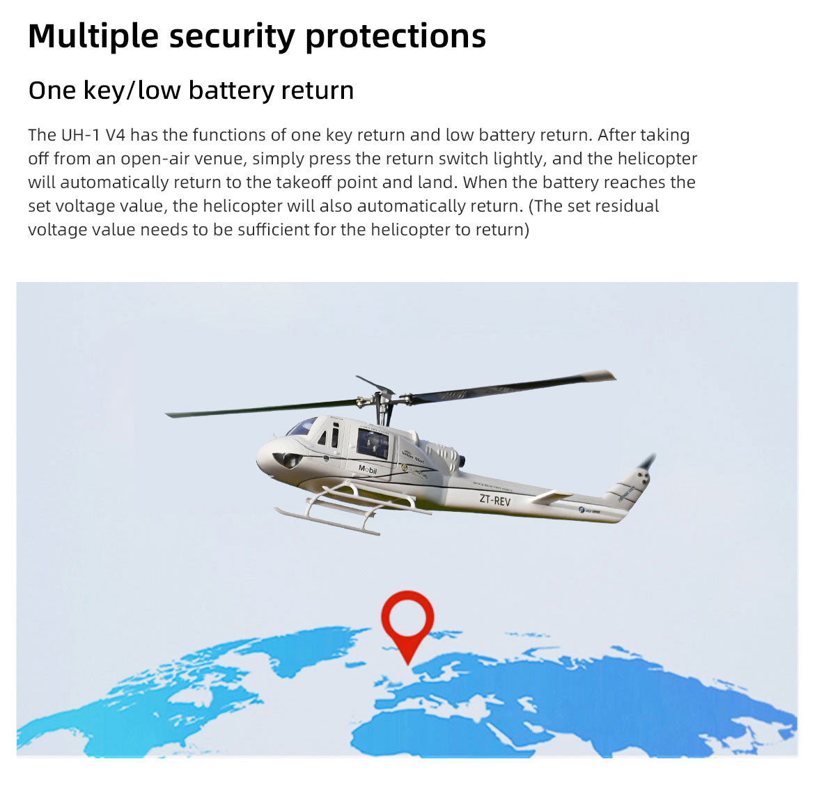 Fly Wing UH-1 V4 10CH GPS 3D Auto Return Hovering RC RTF Helicopter image 13