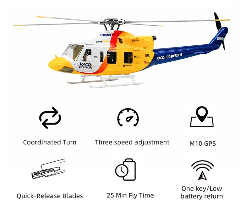 Bell-412 ACE Version 6CH GPS ATT Hovering Auto Return RC RTF Helicopter