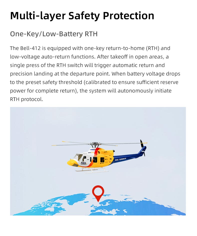 Bell-412 ACE Version 6CH GPS ATT Hovering Auto Return RC RTF Helicopter