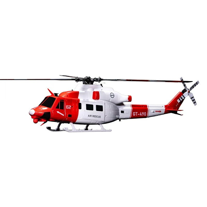 GOOSKY E2 GPS Air Rescue RC helicopter in red and white, front left view