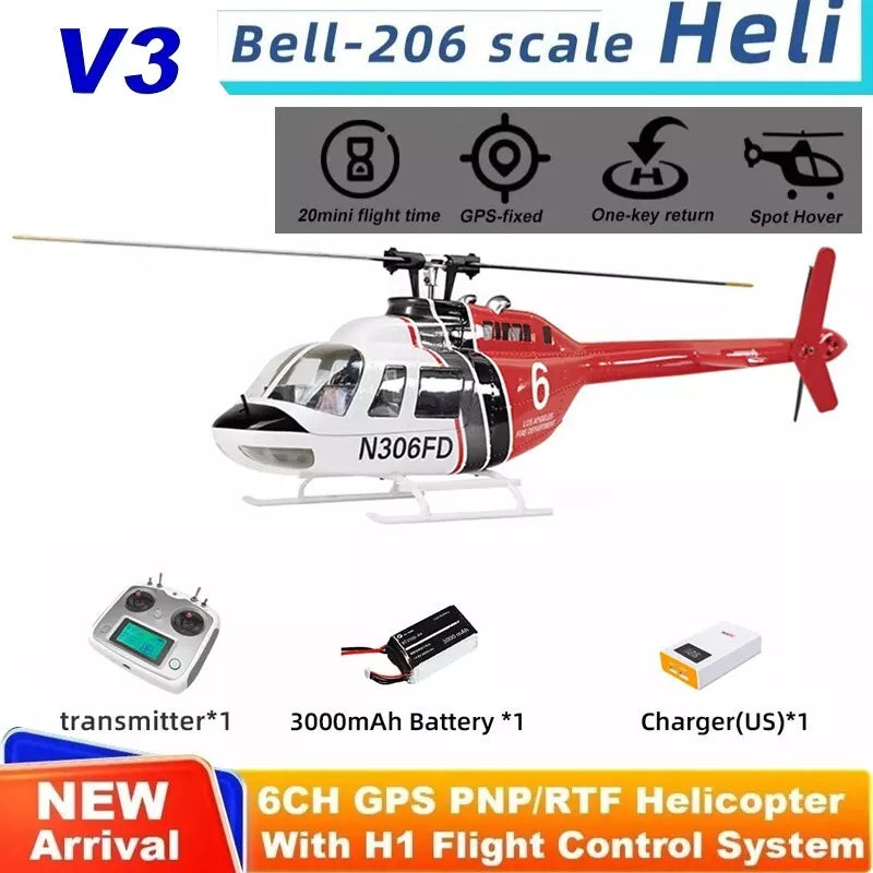 Fly Wing Bell 206 V3 6CH GPS 3D Hovering Auto Return RC RTF Helicopter image 6