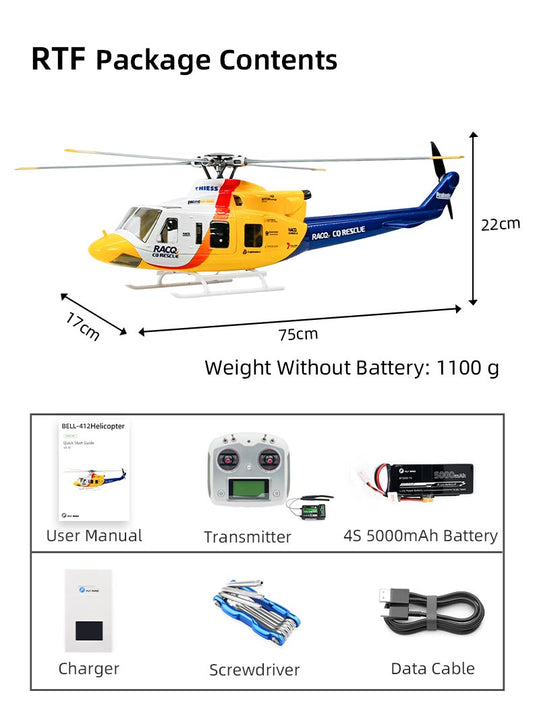 Bell-412 ACE Version 6CH GPS ATT Hovering Auto Return RC RTF Helicopter