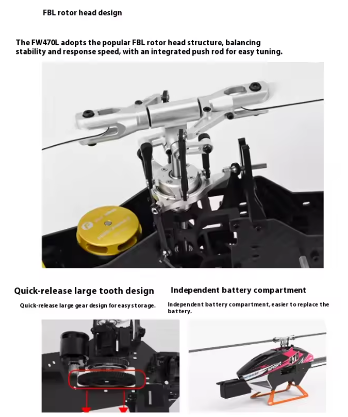 [Pre-order] FW470L 3D Aerobatic Helicopter 6-Channel Remote Control RC Helicopter with GPS Return Function