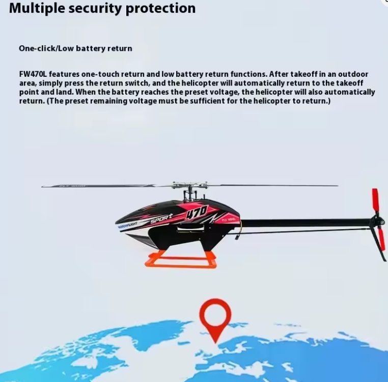 [Pre-order] FW470L 3D Aerobatic Helicopter 6-Channel Remote Control RC Helicopter with GPS Return Function