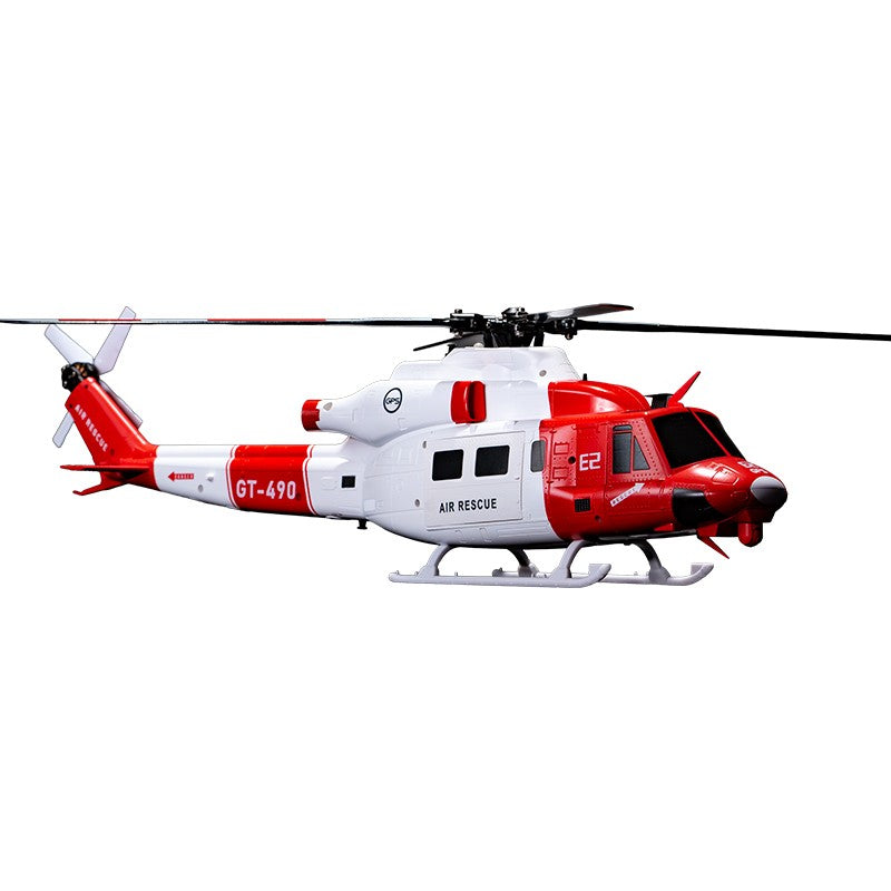 GOOSKY E2 GPS Air Rescue RC helicopter in red and white, front right view