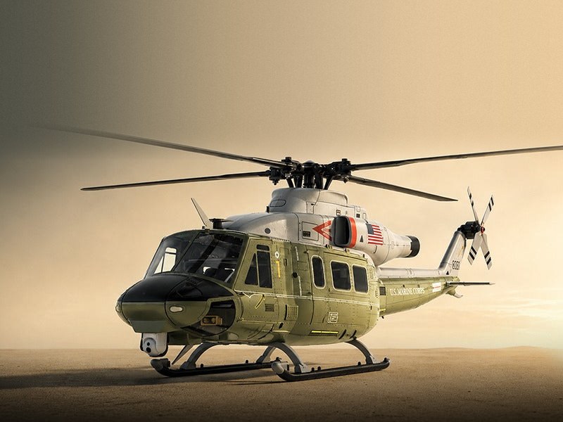 GOOSKY E2 GPS Marine One scale RC helicopter on a desert landing zone