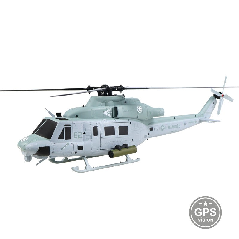 GOOSKY E2 GPS Marines RC helicopter in grey, front left view